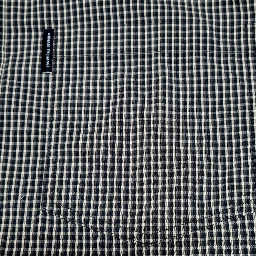 Armani Exchange Men Button Up Shirt XL Slim Fit Plaid Long Sleeve Collared